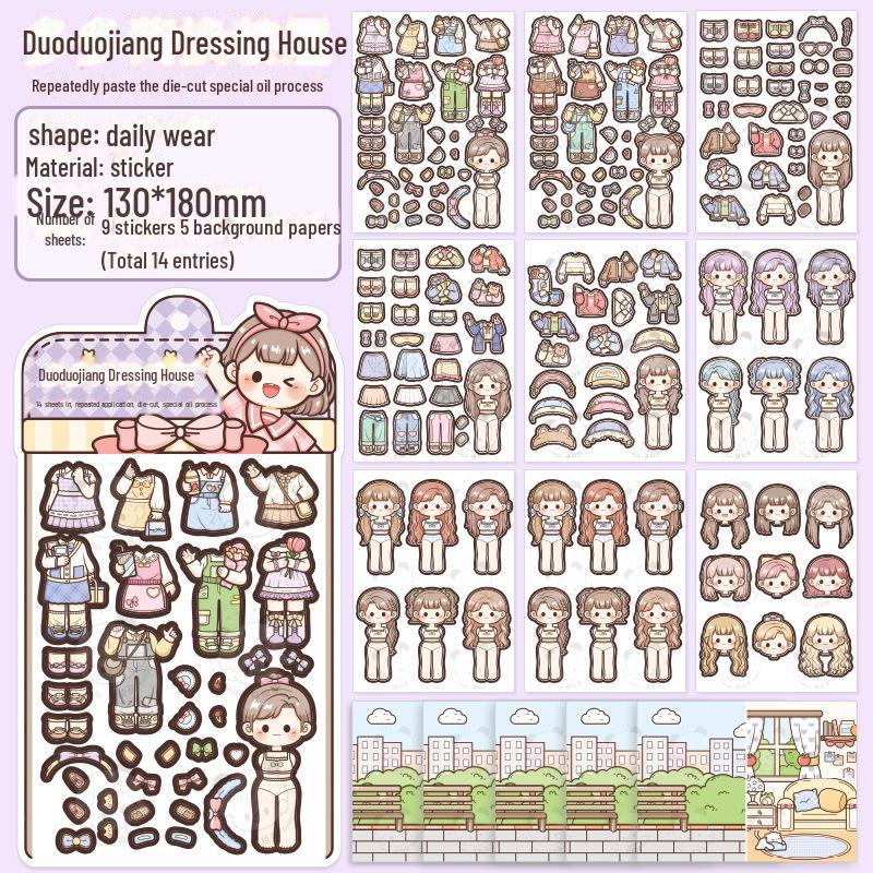 Милые наклейки для дневника маленькой девочки Tiraduo - темы повседневной одежды и соусов