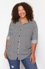 Women's Style Plus Size Black-White Striped Shirt
