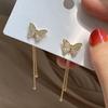 925 Silver Diamond Butterfly Earrings with Long Tassels - Elegant and Fresh High-End Jewelry