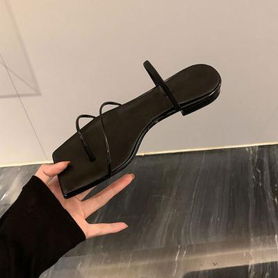 Сандалии на плоской подошве с квадратным носком на тонких ремешках, шлепанцы-пинч, лето 2025, новинка, сексуальные, универсальные