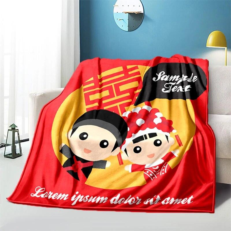 Китайское свадебное плюшевое покрывало с героями мультфильмов, тонкие одеяла для пикника, современное фланелевое одеяло Gedruckt Bettdecke Geschenk