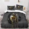 Sports Duvet Cover Set King Size American Football Bedding Set Fire And Ice Ball Pattern Polyester Comforter Cover For Kids Boys