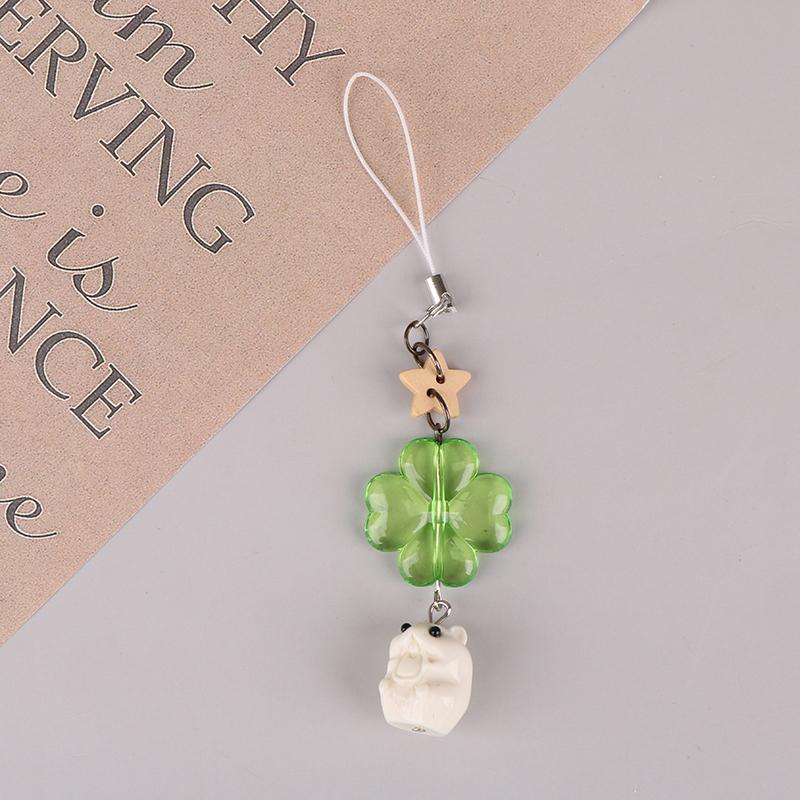 Зеленый счастливый четырехлистный клевер, летающий сурок, хомяк, брелок, счастливый клевер, телефонный шнурок, брелок, кулон, аксессуары, подарки
