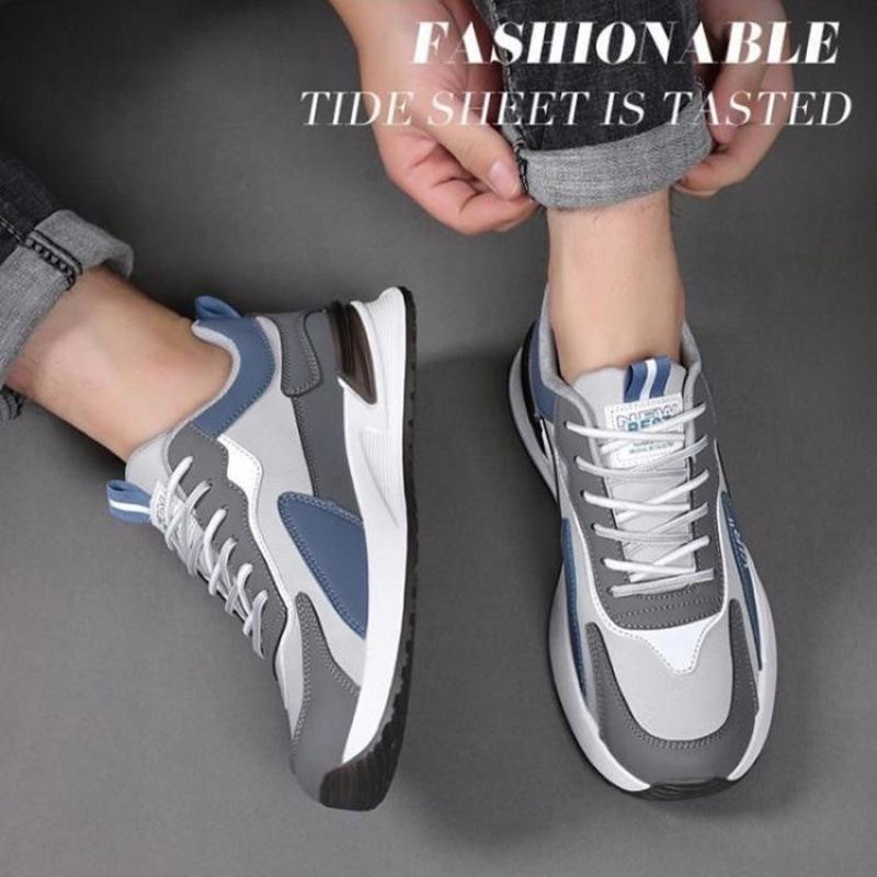 Men's Spring Leather Sports Shoes Comfortable Soft Sole Fashion Versatile Casual Shoes Platform Running Men's Shoes