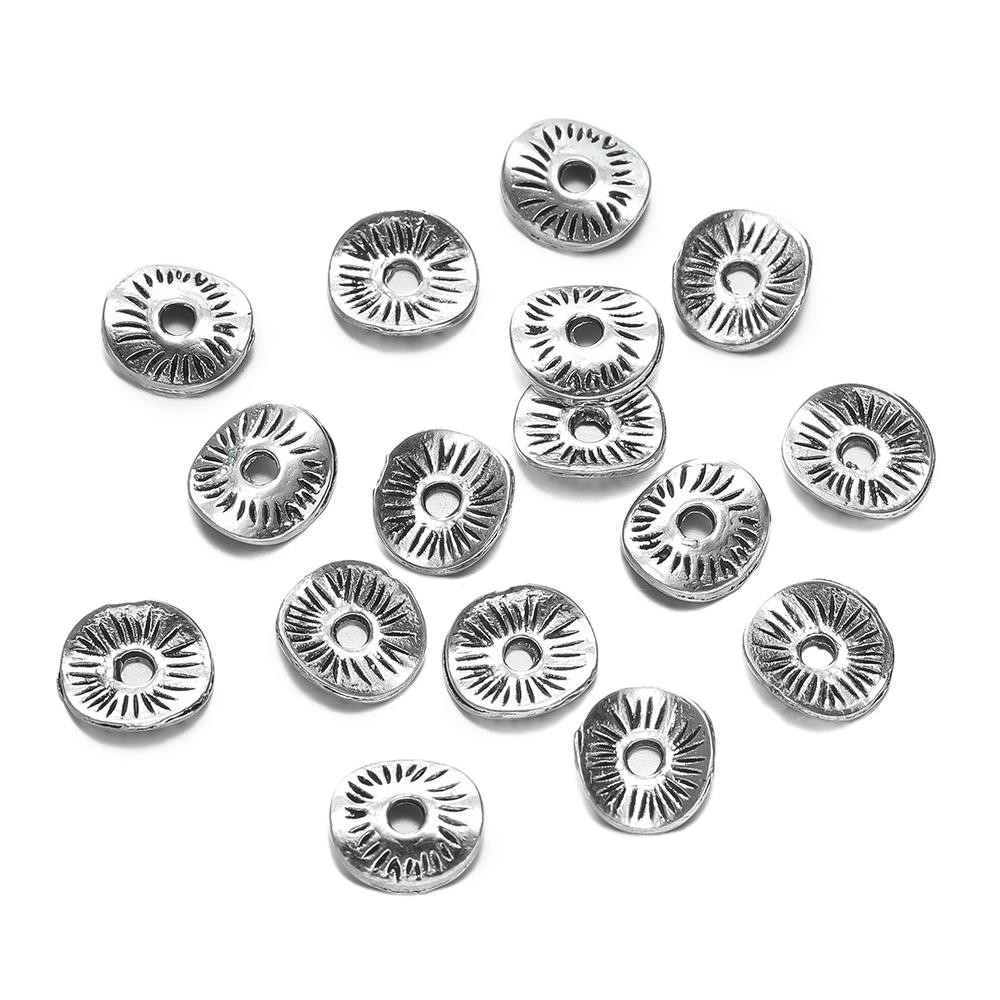 50/100pcs Alloy Antique Bronze Round Spacer Beads Charms For Diy Beaded Bracelets Necklace Jewelry Handmade Making Accessories