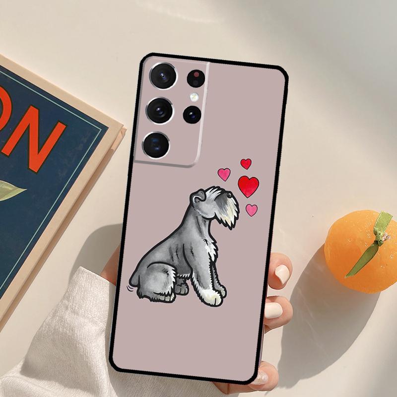 Cartoon Schnauzer Dog Case For Samsung Galaxy S21 S22 S23 Ultra S8 S9 S10 Note 10 Plus Note 20 Ultra S20 FE Coque