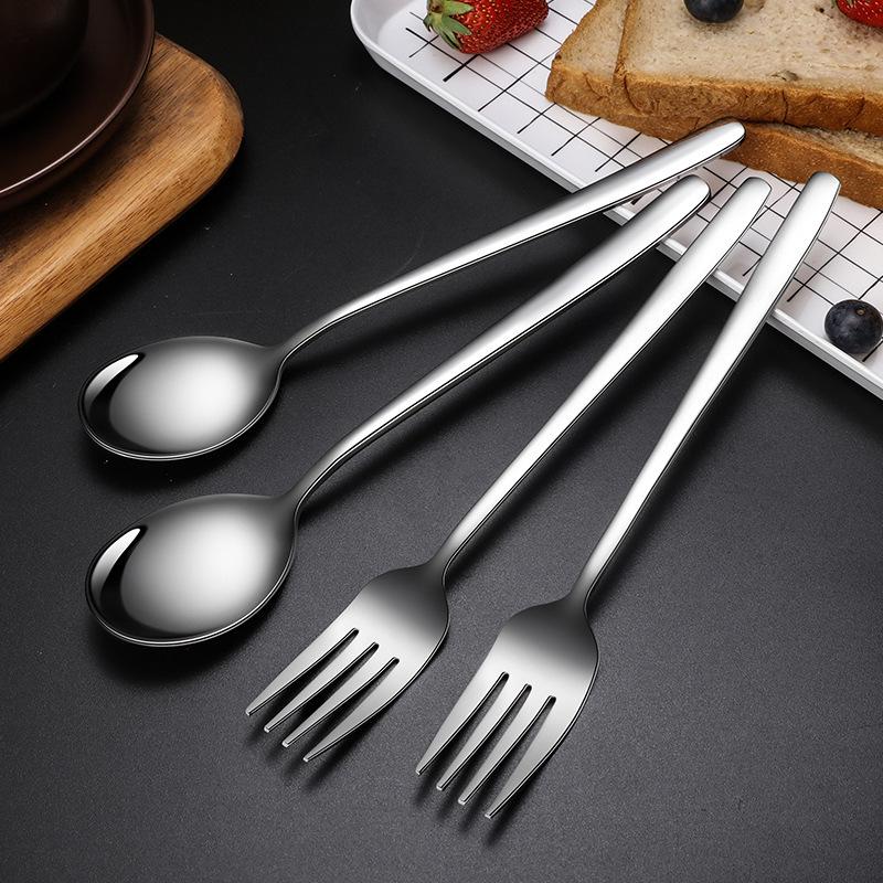 Korean Style Long Handle 304 Stainless Steel Ladle and Soup Spoon Set