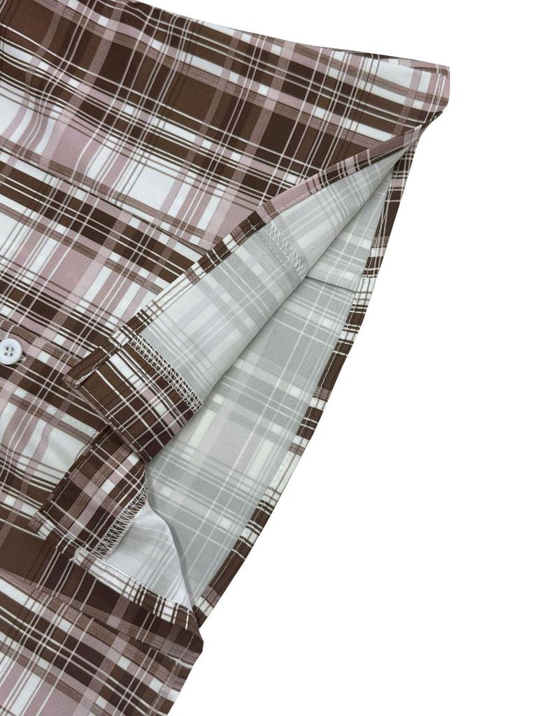 Женская укороченная клетчатая рубашка с лацканами, ретро-стритвир с акцентом на талию для лета