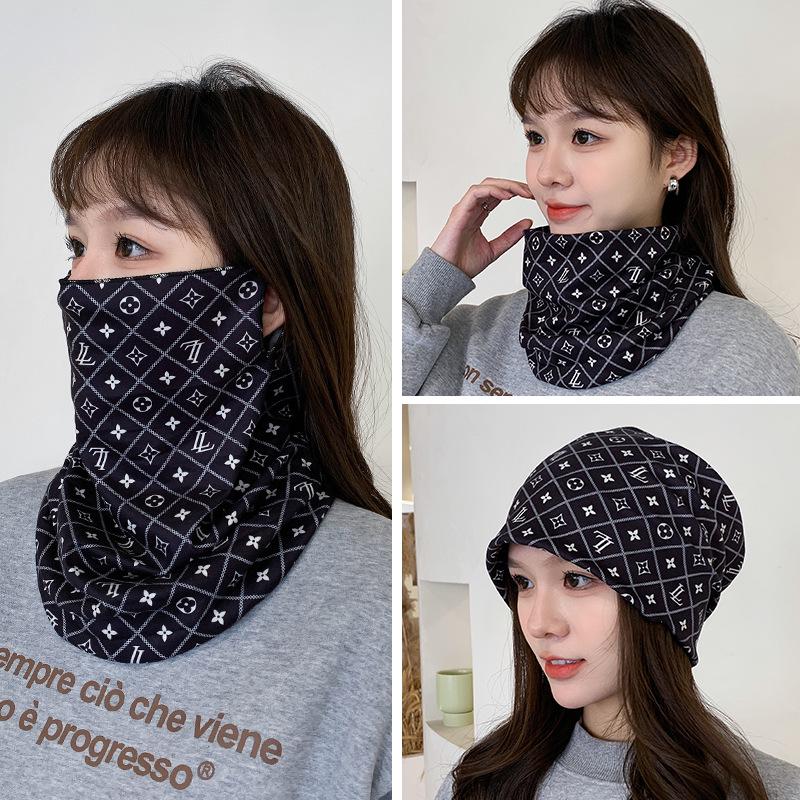 Women's Autumn & Winter Plush Face Mask Neck Protector: Windproof, Warm, and Versatile Scarf Set for Outdoor Cycling