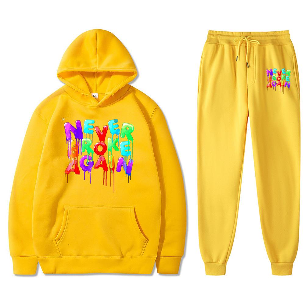 Толстовка с капюшоном Youngboy Never Broke Again, комплект из 2 предметов, спортивный костюм, модный хип-хоп костюм, спортивные штаны для мужчин и женщин, толстовки с капюшоном, спортивные штаны