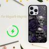 Роскошный чехол для телефона Skull Dead Flowers для iPhone 15 14 13 12 11 Plus Pro Max Magsafe Magnetic Wireless Charger