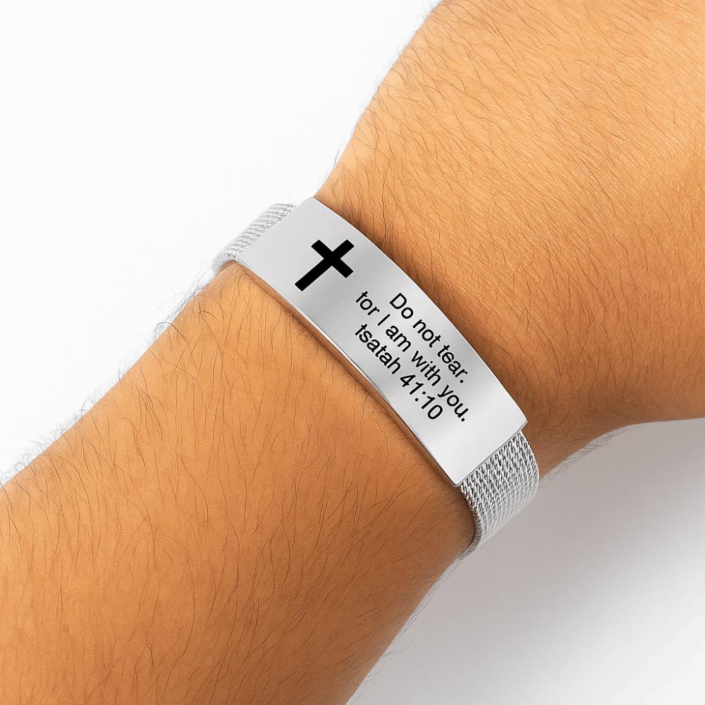 Silver Family Friendship Bracelet Adjustable Cross Braclets Bible Verse Bracelet for Men Women
