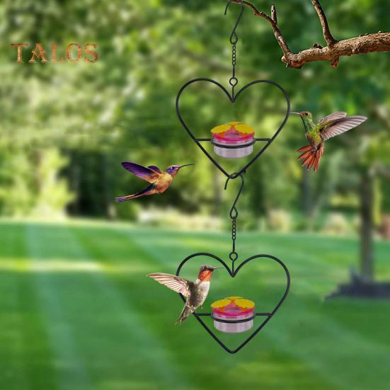 Подвесная кормушка для колибри для улицы, круглая кормушка для птиц в форме сердца с 3 отверстиями для кормления, защищенная от муравьев и пчел, кормушка для колибри для крыльца, патио