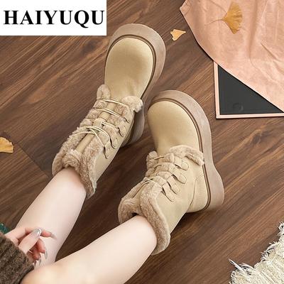 Туфли на плоской подошве с мехом, теплые женские ботильоны, зимняя повседневная обувь, новые короткие плюшевые зимние хлопковые ботинки, кроссовки, спортивные ботинки Chelsea Mujer