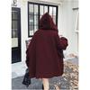 Red Thick Hooded Wool Coat Women Winter Fashion Cape Cloak Jacket Warm Outerwear