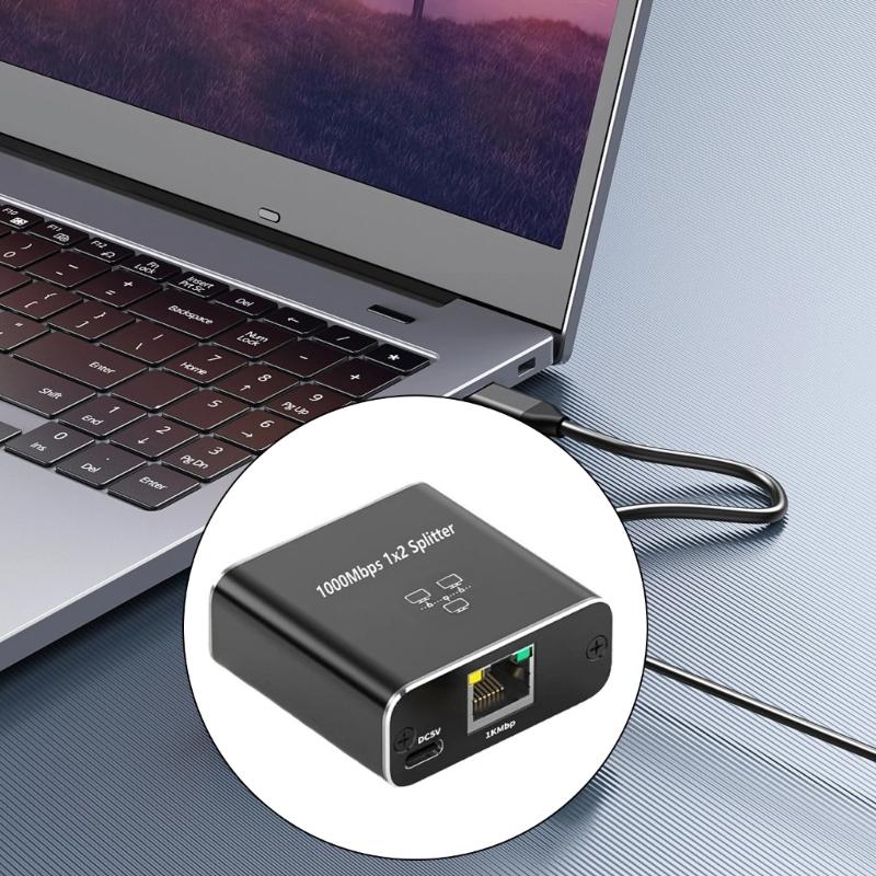 LAN Splitter 1 To 2 3 4 1000 Mbps Ethernet Splitter with Type C Power Cable Gigabit Switches for Computer, Hub, Routers