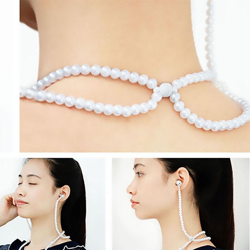 VAORLO Жемчужное ожерелье, наушники-вкладыши, розовое ожерелье со стразами, ювелирные изделия, бусины, наушники с микрофоном для Samsung Xiaomi, подарки для девочек