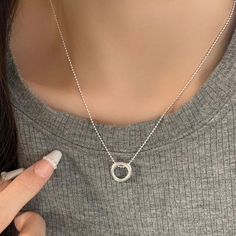 Круглая цепочка из бусин, нестандартное ожерелье с кольцами, холодный и модный новый стиль, цепочка на ключицу для женщин