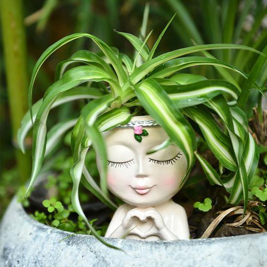 Цветочный горшок в виде лица в стиле Love Girl Head Plant Pot Small Lady Face Planter для суккулентных комнатных и уличных растений, центральный элемент рабочего стола для домашней жизни
