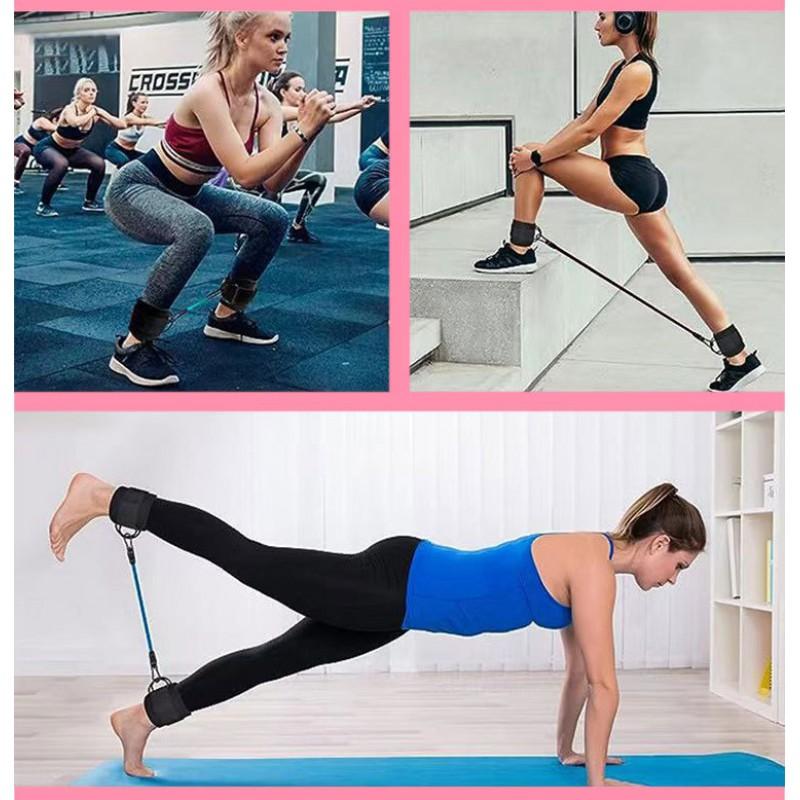 Foot Resistance Band Trainer Legs Glutes Ankle Exercise With Adjustable Latex Bands Straps