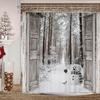 Зимняя Рождественская Занавеска для Душа, Милый Снеговик Зимний Лес Сосна Сцена Занавеска для Душа Для Ванной Комнаты Рустик Фермерский Дом Рождество