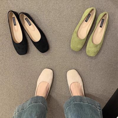 Нежный вечерний ветер замшевые туфли-лодочки на плоской подошве женские 2025 весна и осень зима с маленьким квадратным носком Doudou туфли comm