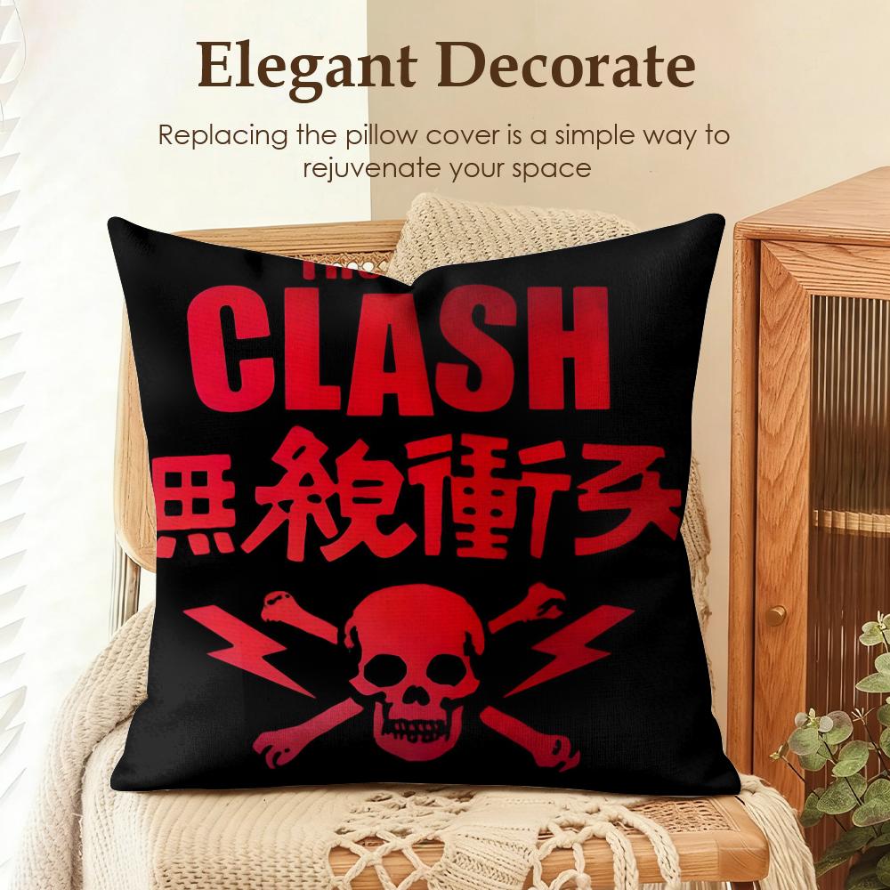 Band The CClash Cushion Cover Natural Linen Organic Fabric DoubleSided Printing Sofa Home Decor Gift Pillow Case