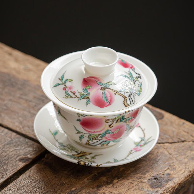 Dehua White Porcelain Nine Peaches Gaiwan
