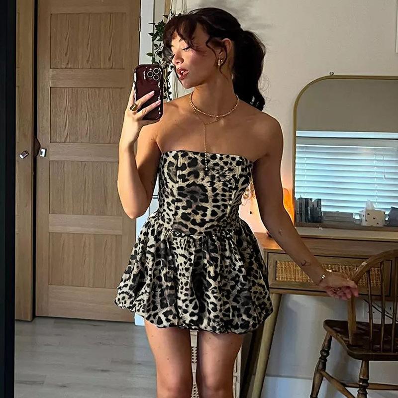 Женское сладкое и пряное платье с леопардовым принтом, облегающее, с открытой спиной, с короткими рукавами, пышное, ультракороткое платье Spice Girls