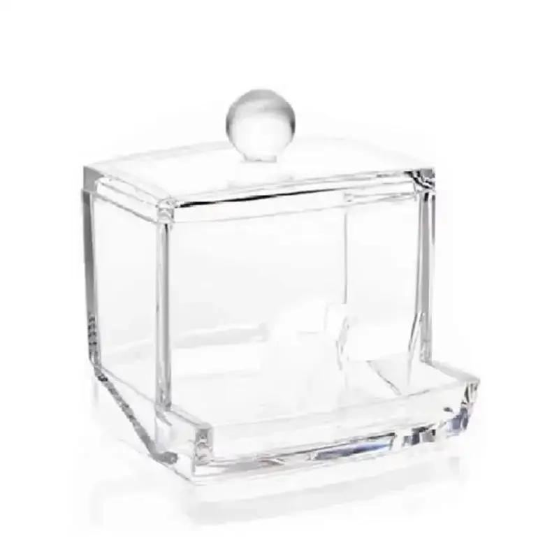 Clear Acrylic Q-tip Cotton Swab Box Case Makeup Storage Pad Organizer Swabs Convenience Items Home Concise Small Tools Supplies