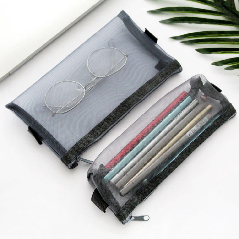 Mesh Stationery Case Large Capacity Storage Bag New Zipper Pencil Bag  Gift