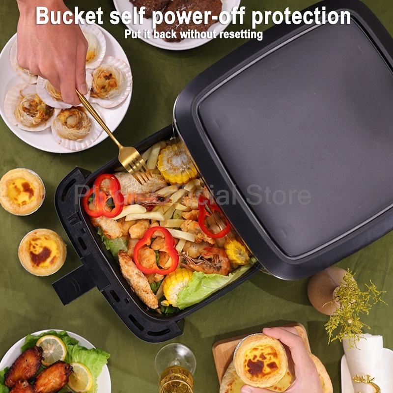 1400 Вт 6 л интеллектуальная воздушная фритюрница духовка большая емкость 360 циркуляция горячего воздуха прозрачное окно здоровое приготовление пищи для домашнего кухонного прибора