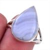 Natural Blue Lace Agate Gemstone 925 Solid Sterling Silver Jewelry Ring S.8 b6M28