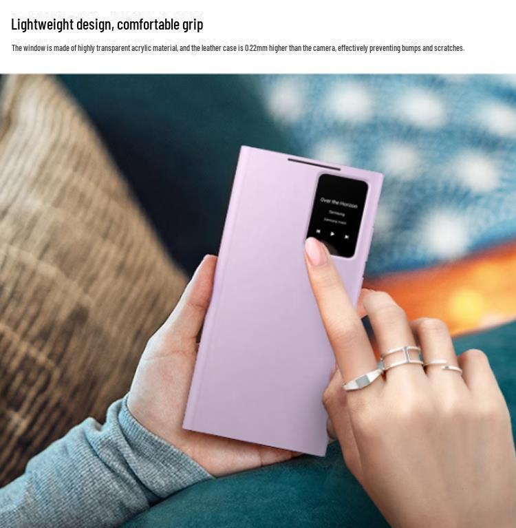 Совместимый чехол из ультракожи для Samsung S23 с чипом S22+ для интеллектуального ответа без переворачивания и защиты S24.