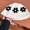 Korean Style Crochet Flower Knitted Hat Sweet Bucket Hat Cute Beanies Hat  Girls