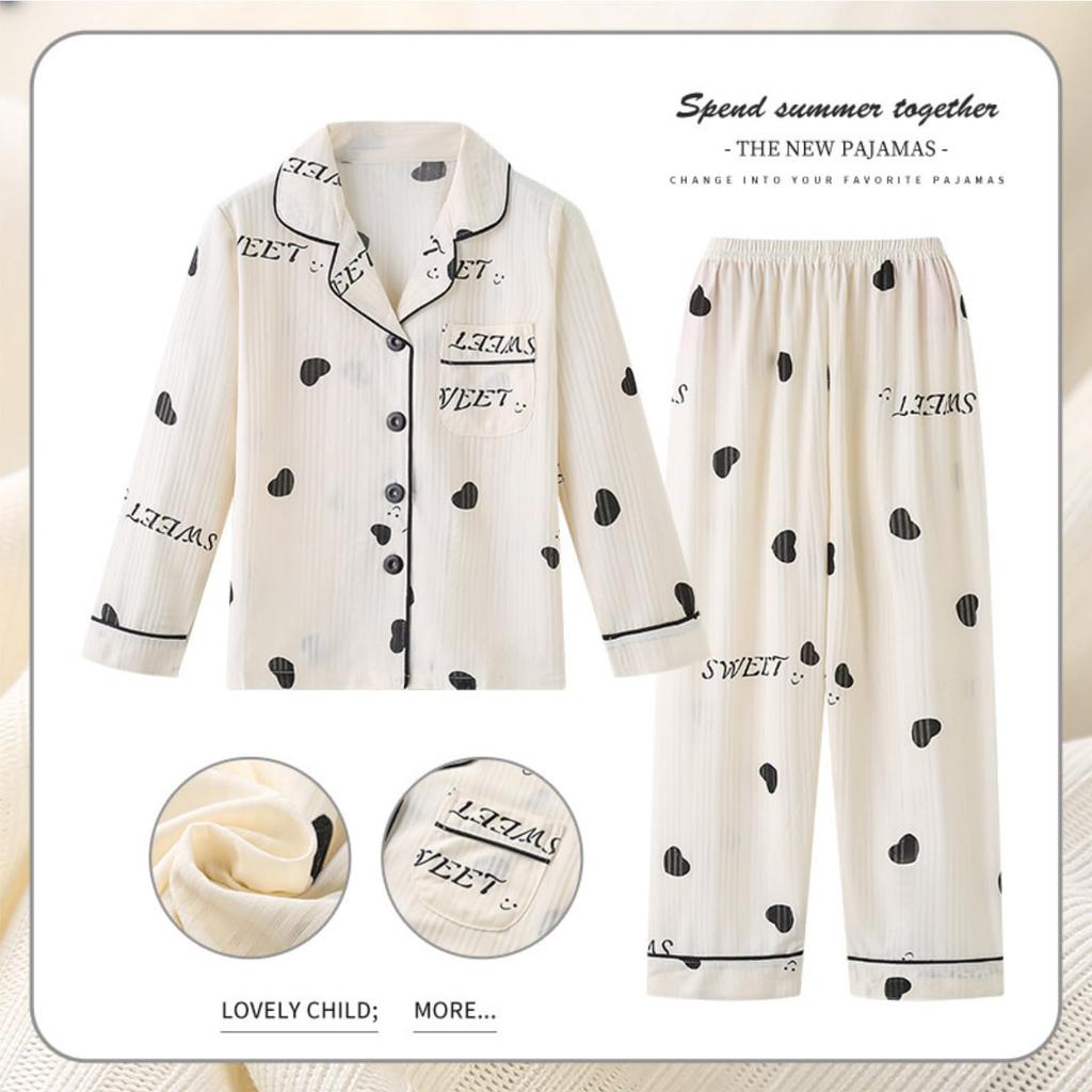 Детский кардиган длинный верх и низ унисекс и кондиционер средний и большой милый повседневный зимний белый [MOE2HUO] пижама, рукава, комплект, дети,