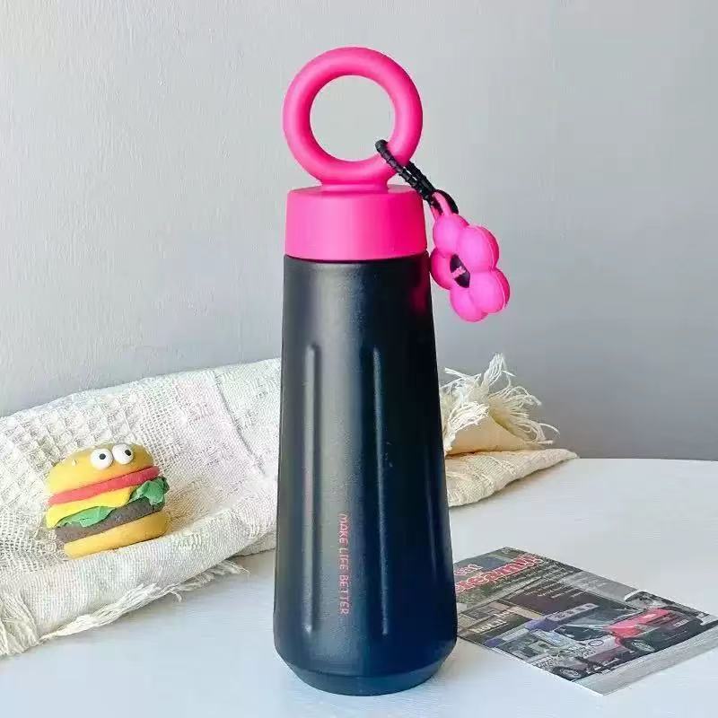 450ml Petal Water Cup Portable Handle Stainless Steel Insulated Bottle Outdoor Sports Car Cups for Women
