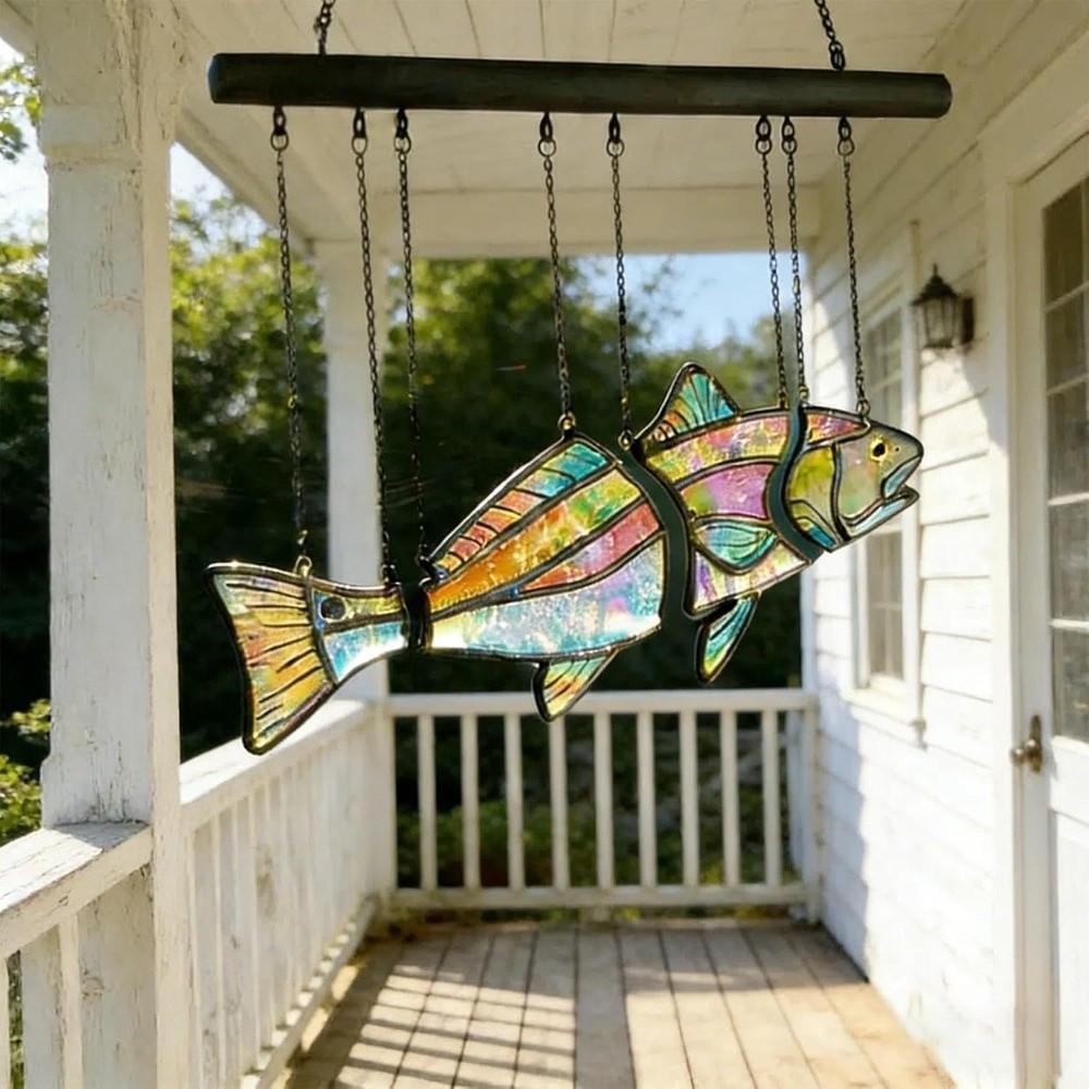 Clear Vivid Acrylic Fish Wind Chime Hand-Painted Fish Hanging Ornament  Car Decorations