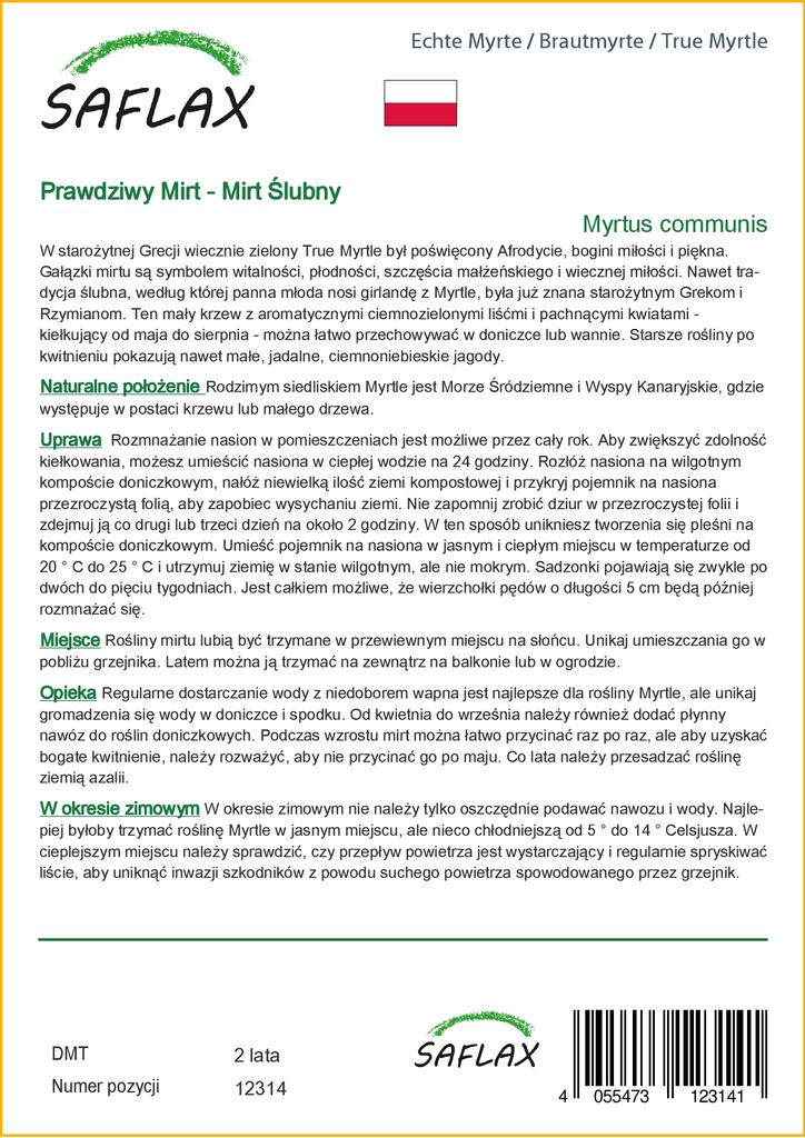 SAFLAX Мирт настоящий - 30 семян - Myrtus communis