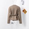 Spring Autumn Fashion V Neck Full Sleeves Women Coat Elegant Solid Color Casual Loose Jacket Woman Commuter Outerwear