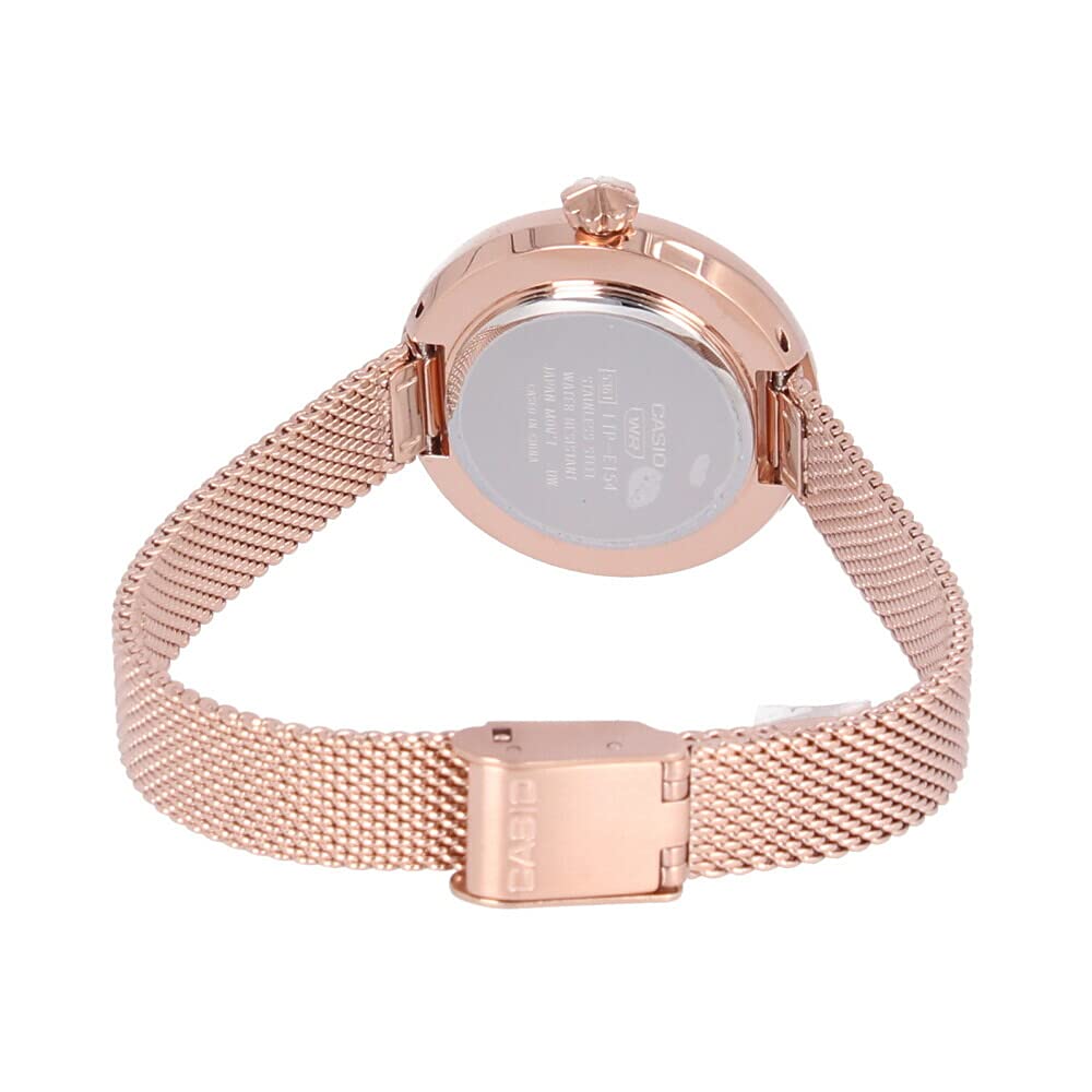 CASIO Standard LTP-E154MPG-4A Women's Analog Quartz Watch Pink Gold Metal Mesh Band Dress Timepiece
