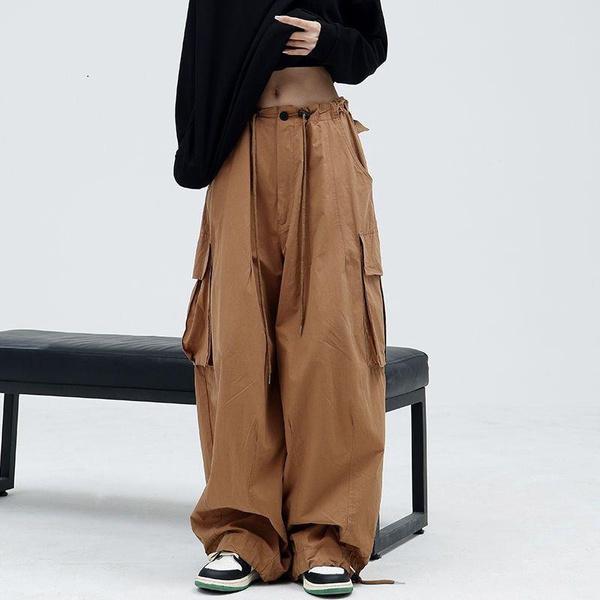 Женские брюки-карго, мешковатые брюки, винтажные повседневные свободные широкие брюки в стиле милитари