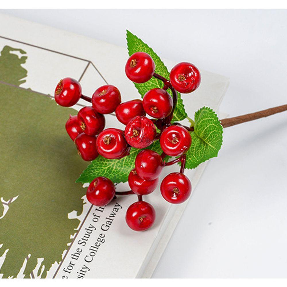 Festival Xmas Decor Wedding Christmas Ornaments Artificial Red Berry Fake Flower Simulation Branch