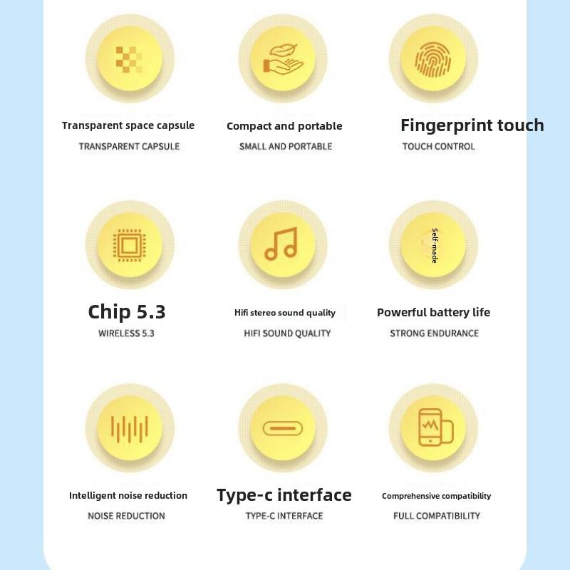 Новые беспроводные Bluetooth-наушники безболезненны, цифровой дисплей с движением защемления уха