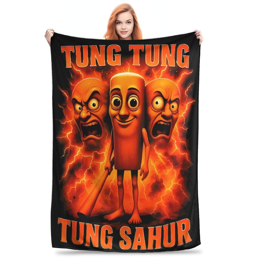 Bombardiro Crocodilo Tralalero Tralala Blanket Flannel Italian Brainrot Portable Throw Blankets for Sofa Travel Quilt