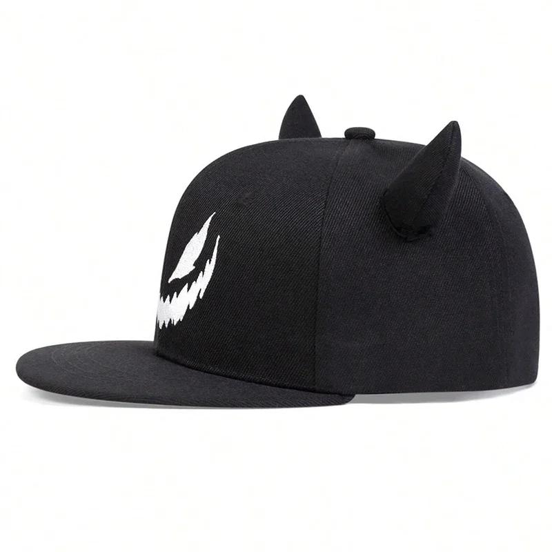 Hip-Hop Personality Horn Cow And Face Smiling Neutral Gender Women Men For Hats Spring Autumn Outdoor Adjustable Casual Baseball Caps Sunscreen