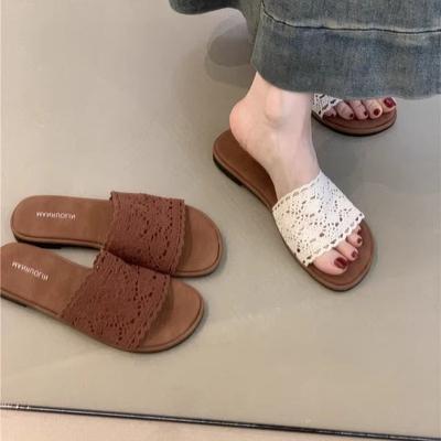 Летние тапочки на плоской подошве 2025, французские нежные сказочные, для отпуска, пляжные, с одним ремешком, на танкетке и римские крутые тапочки