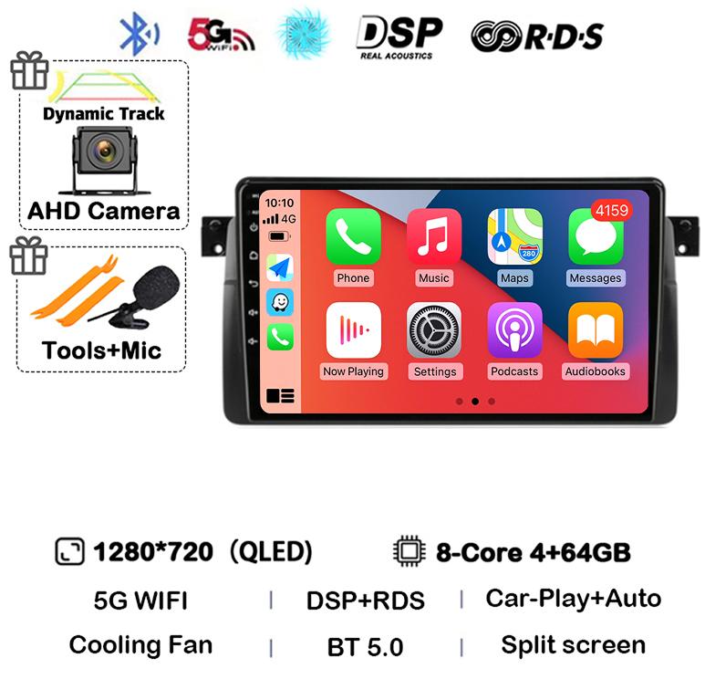 Android 14 автомобильное радио для BMW E46 M3 1998-2006 мультимедийный видеоплеер 2Din 4G WIFI GPS навигация Carplay головное устройство 360 камера