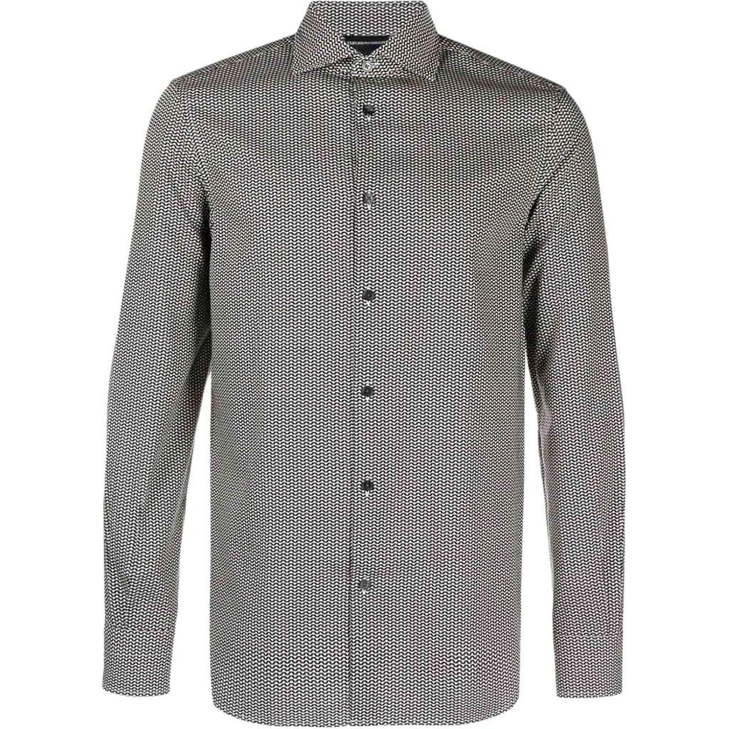 Emporio Armani Жаккардовая однобортная рубашка с длинным рукавом Мужские рубашки 6R1C86-1NMVZ-F084