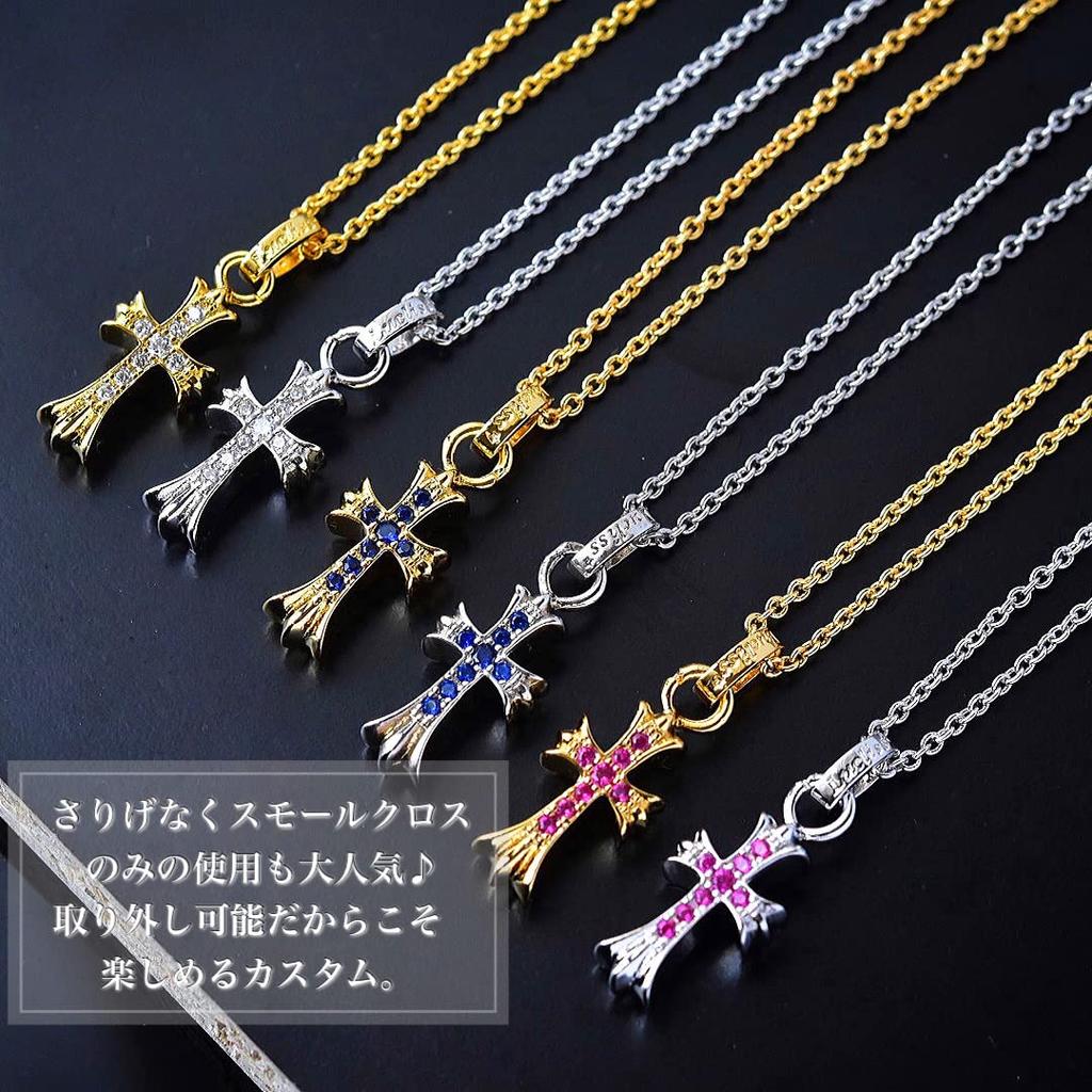 Lucliss Ожерелье с крестом Отечественный производитель 3 нити 24K Цирконий GP Розовое 24K Ожерелье с крестом [Золотой камень] Мужское Женское